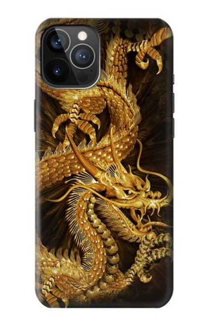 S2804 ゴールドドラゴンプリント Chinese Gold Dragon Printed iPhone 12, iPhone 12 Pro バックケース、フリップケース・カバー