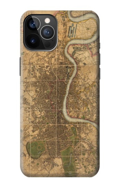 S3230 ロンドンのヴィンテージマップ Vintage Map of London iPhone 12, iPhone 12 Pro バックケース、フリップケース・カバー