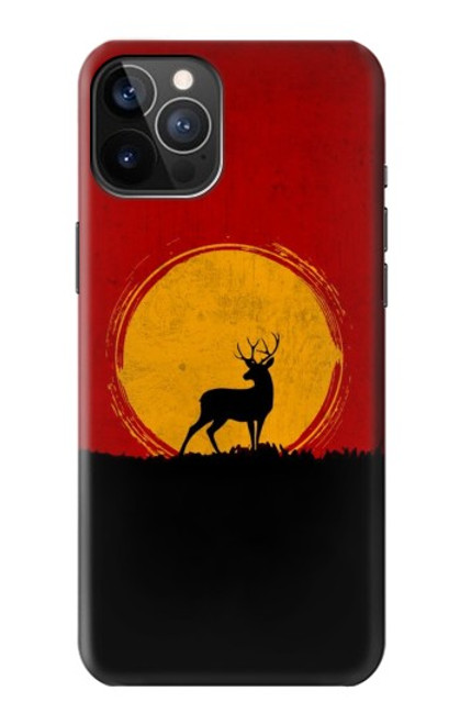 S3513 鹿の夕日 Deer Sunset iPhone 12, iPhone 12 Pro バックケース、フリップケース・カバー