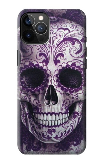 S3582 紫の頭蓋骨 Purple Sugar Skull iPhone 12, iPhone 12 Pro バックケース、フリップケース・カバー