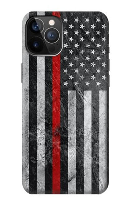 S3687 消防士細い赤い線アメリカの国旗 Firefighter Thin Red Line American Flag iPhone 12, iPhone 12 Pro バックケース、フリップケース・カバー