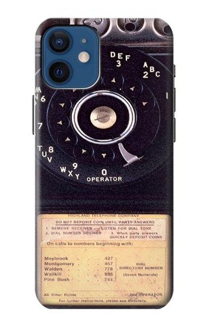 S0086 ヴィンテージ 公衆電話 Payphone Vintage iPhone 12 mini バックケース、フリップケース・カバー