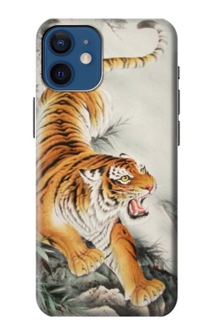 S2751 虎の絵画 Chinese Tiger Brush Painting iPhone 12 mini バックケース、フリップケース・カバー