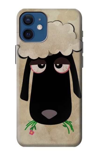 S2826 眠えない黒い羊 Cute Cartoon Unsleep Black Sheep iPhone 12 mini バックケース、フリップケース・カバー