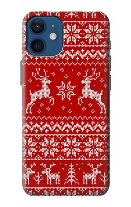 S2835 クリスマス トナカイ パターン Christmas Reindeer Knitted Pattern iPhone 12 mini バックケース、フリップケース・カバー