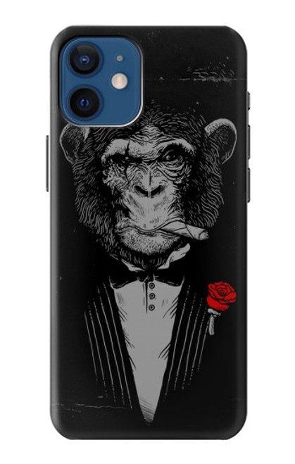 S3167 面白いマフィア猿 Funny Gangster Mafia Monkey iPhone 12 mini バックケース、フリップケース・カバー