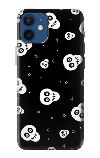 S3261 スマイルスカルハロウィーンのパターン Smile Skull Halloween Pattern iPhone 12 mini バックケース、フリップケース・カバー