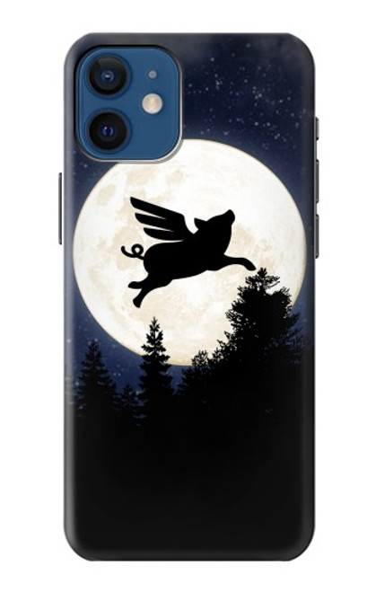 S3289 飛豚 満月 Flying Pig Full Moon Night iPhone 12 mini バックケース、フリップケース・カバー