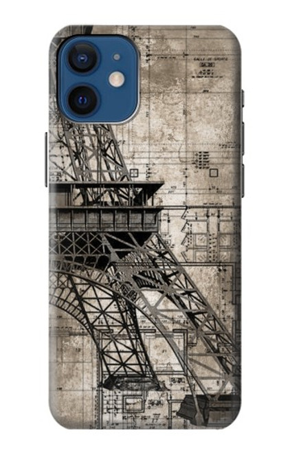 S3416 エッフェル塔の設計図 Eiffel Tower Blueprint iPhone 12 mini バックケース、フリップケース・カバー