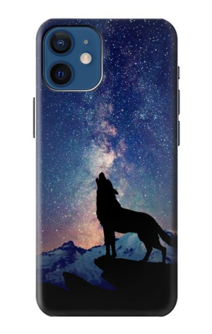 S3555 狼 Wolf Howling Million Star iPhone 12 mini バックケース、フリップケース・カバー