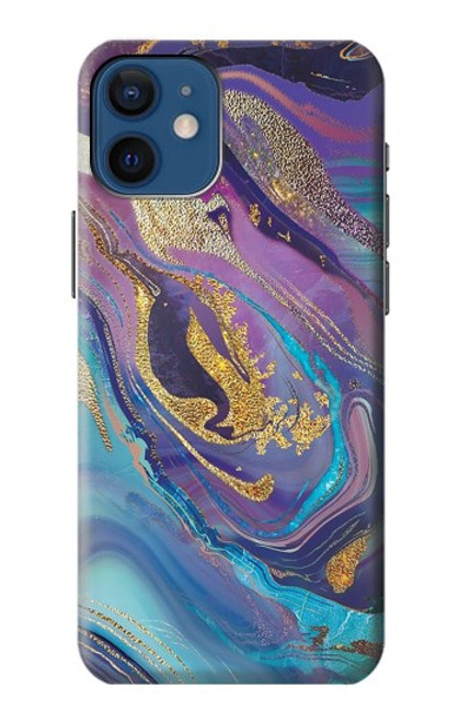 S3676 カラフルな抽象的な大理石の石 Colorful Abstract Marble Stone iPhone 12 mini バックケース、フリップケース・カバー