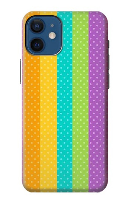 S3678 カラフルなレインボーバーティカル Colorful Rainbow Vertical iPhone 12 mini バックケース、フリップケース・カバー