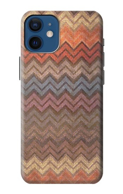 S3752 ジグザグ生地パターングラフィックプリント Zigzag Fabric Pattern Graphic Printed iPhone 12 mini バックケース、フリップケース・カバー