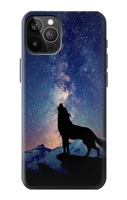 S3555 狼 Wolf Howling Million Star iPhone 12 Pro Max バックケース、フリップケース・カバー