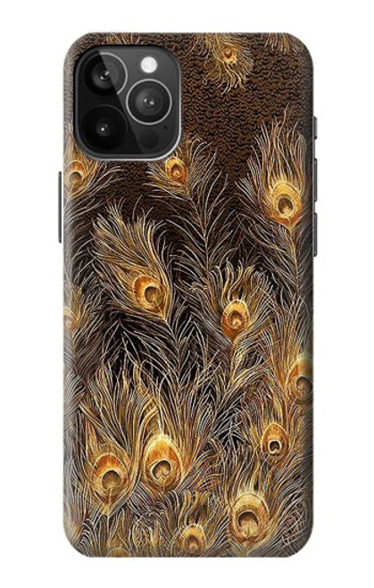 S3691 ゴールドピーコックフェザー Gold Peacock Feather iPhone 12 Pro Max バックケース、フリップケース・カバー
