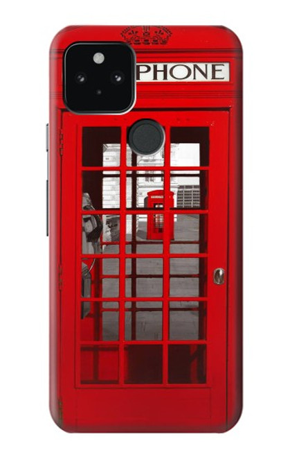 S0058 ロンドン〔イギリス〕の赤い電話ボックス Classic British Red Telephone Box Google Pixel 5 バックケース、フリップケース・カバー