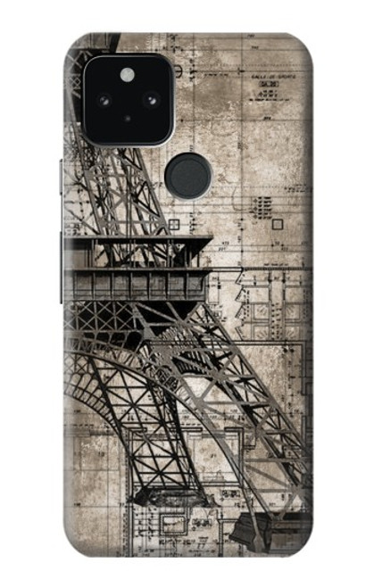 S3416 エッフェル塔の設計図 Eiffel Tower Blueprint Google Pixel 5 バックケース、フリップケース・カバー