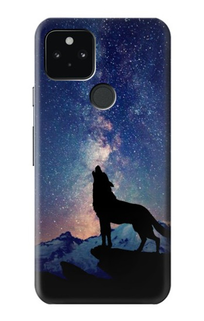 S3555 狼 Wolf Howling Million Star Google Pixel 5 バックケース、フリップケース・カバー