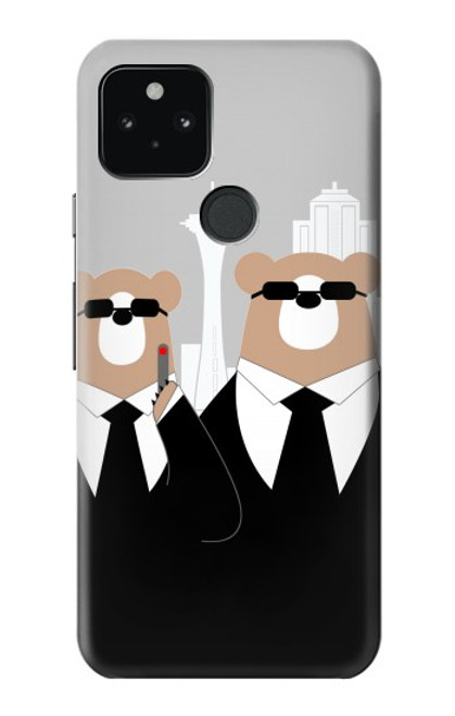 S3557 黒いスーツのクマ Bear in Black Suit Google Pixel 5 バックケース、フリップケース・カバー