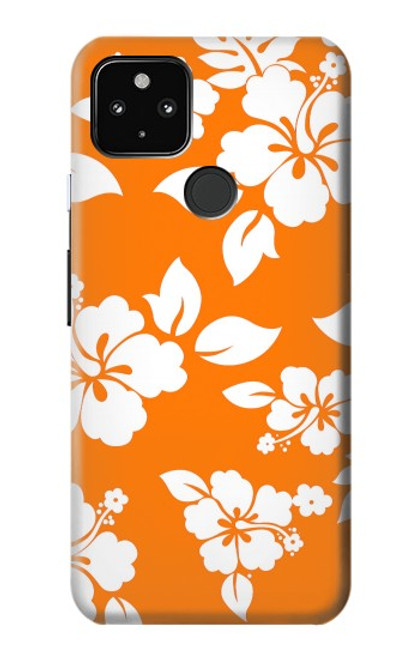 S2245 ハワイのハイビスカスオレンジ柄 Hawaiian Hibiscus Orange Pattern Google Pixel 4a 5G バックケース、フリップケース・カバー
