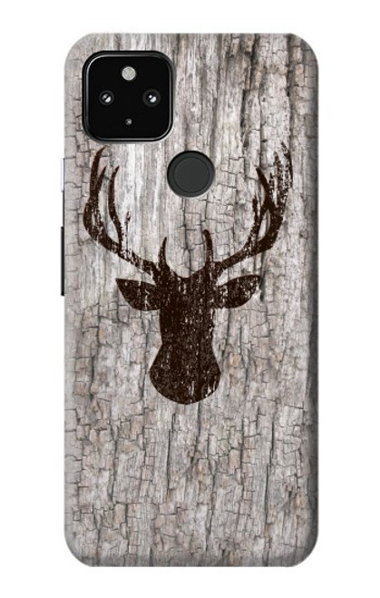 S2505 トナカイ古い木材グラフィックプリント Reindeer Head Old Wood Texture Graphic Printed Google Pixel 4a 5G バックケース、フリップケース・カバー