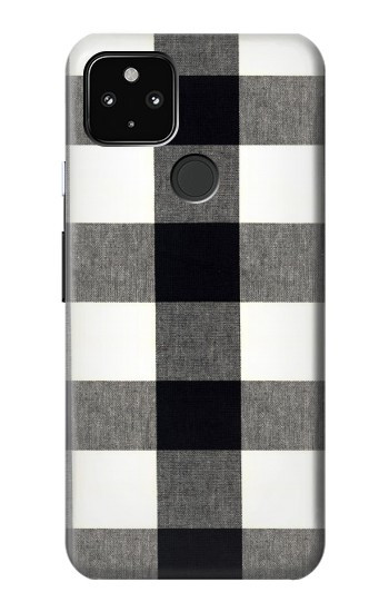 S2842 ブラックとホワイトバッファローチェック柄 Black and White Buffalo Check Pattern Google Pixel 4a 5G バックケース、フリップケース・カバー