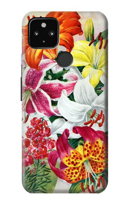 S3205 レトロ花 Retro Art Flowers Google Pixel 4a 5G バックケース、フリップケース・カバー