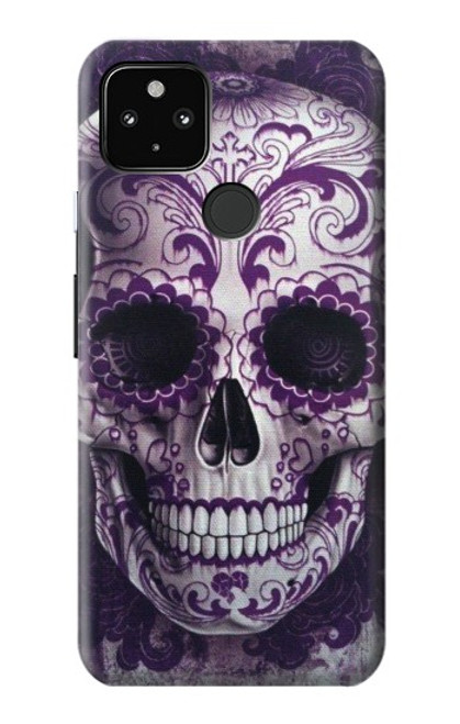 S3582 紫の頭蓋骨 Purple Sugar Skull Google Pixel 4a 5G バックケース、フリップケース・カバー