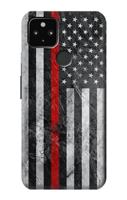 S3687 消防士細い赤い線アメリカの国旗 Firefighter Thin Red Line American Flag Google Pixel 4a 5G バックケース、フリップケース・カバー