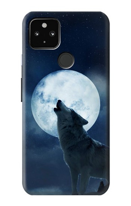 S3693 グリムホワイトウルフ満月 Grim White Wolf Full Moon Google Pixel 4a 5G バックケース、フリップケース・カバー