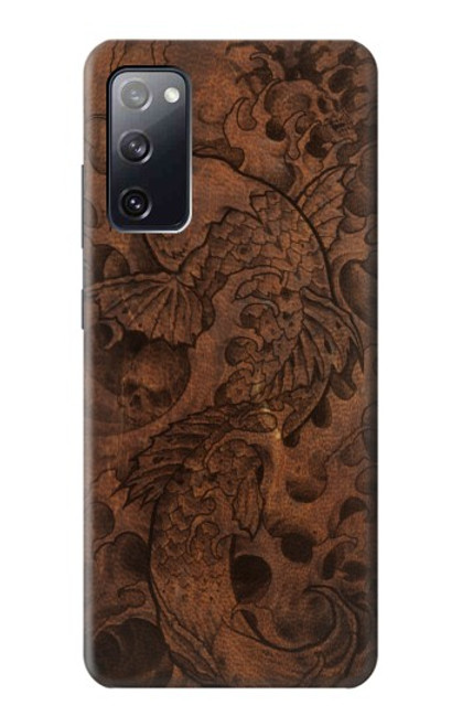 S3405 魚のタトゥーグラフィックプリント Fish Tattoo Leather Graphic Print Samsung Galaxy S20 FE バックケース、フリップケース・カバー