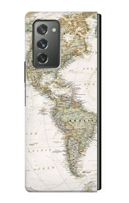 S0604 世界地図 World Map Samsung Galaxy Z Fold2 5G バックケース、フリップケース・カバー