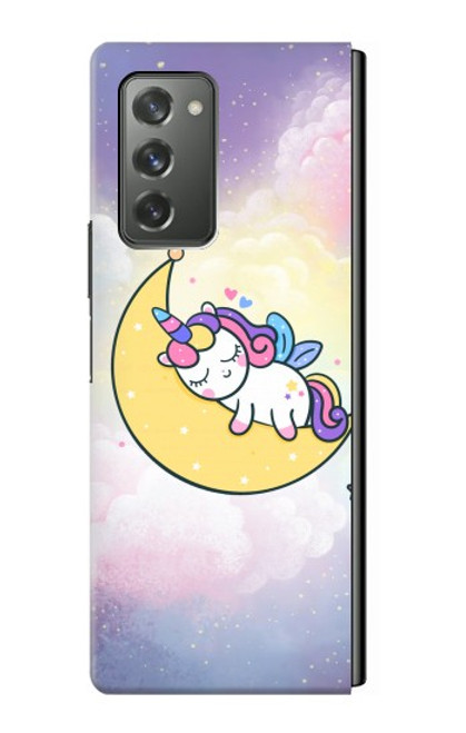S3485 かわいい眠りユニコーン Cute Unicorn Sleep Samsung Galaxy Z Fold2 5G バックケース、フリップケース・カバー