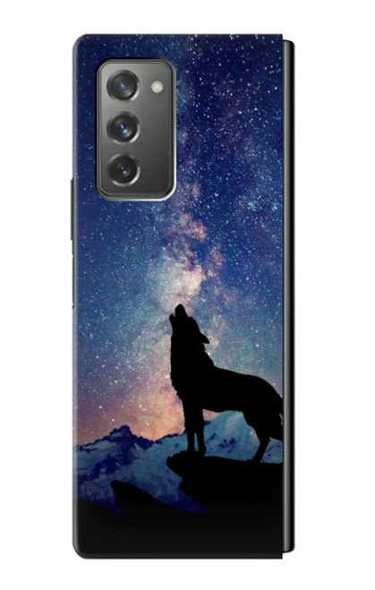 S3555 狼 Wolf Howling Million Star Samsung Galaxy Z Fold2 5G バックケース、フリップケース・カバー