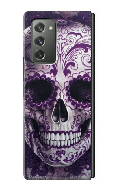 S3582 紫の頭蓋骨 Purple Sugar Skull Samsung Galaxy Z Fold2 5G バックケース、フリップケース・カバー