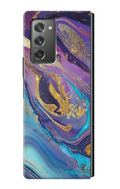 S3676 カラフルな抽象的な大理石の石 Colorful Abstract Marble Stone Samsung Galaxy Z Fold2 5G バックケース、フリップケース・カバー