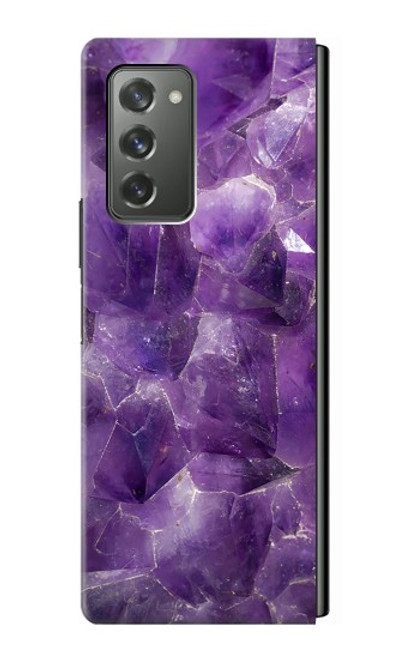 S3713 パープルクォーツアメジストグラフィックプリント Purple Quartz Amethyst Graphic Printed Samsung Galaxy Z Fold2 5G バックケース、フリップケース・カバー