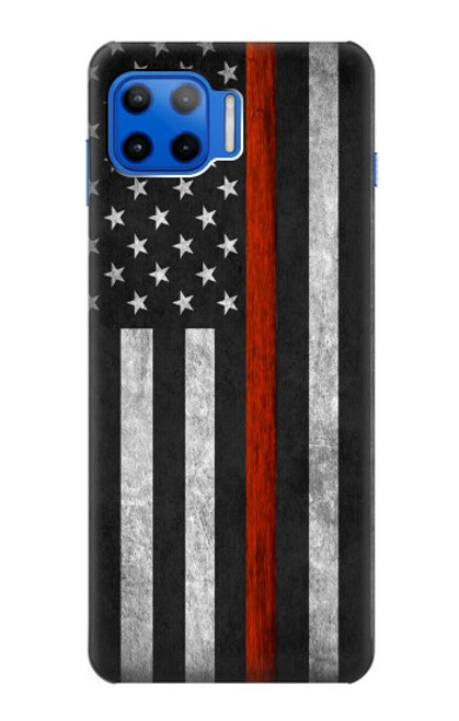 S3472 消防士細い赤線旗 Firefighter Thin Red Line Flag Motorola Moto G 5G Plus バックケース、フリップケース・カバー