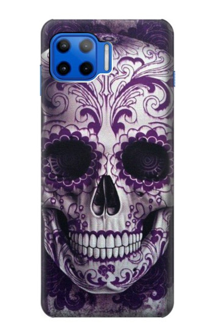 S3582 紫の頭蓋骨 Purple Sugar Skull Motorola Moto G 5G Plus バックケース、フリップケース・カバー