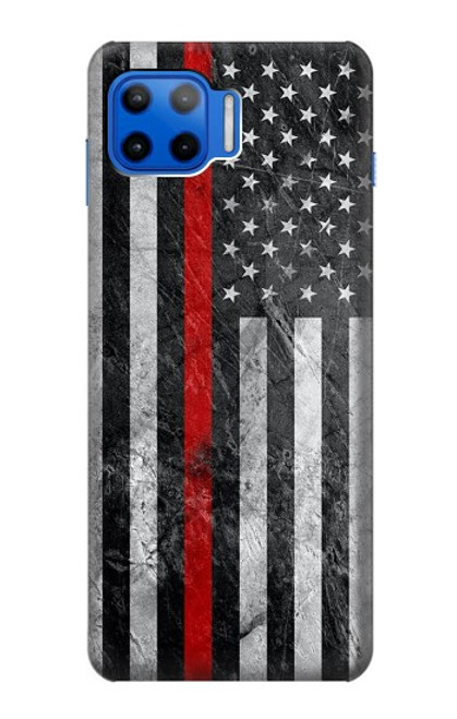 S3687 消防士細い赤い線アメリカの国旗 Firefighter Thin Red Line American Flag Motorola Moto G 5G Plus バックケース、フリップケース・カバー