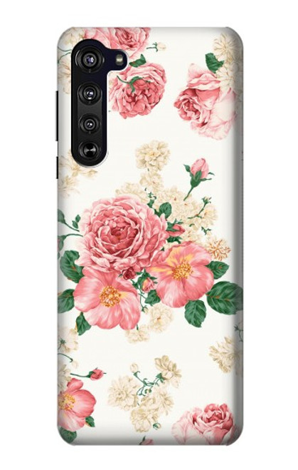 S1859 ローズ柄 Rose Pattern Motorola Edge バックケース、フリップケース・カバー