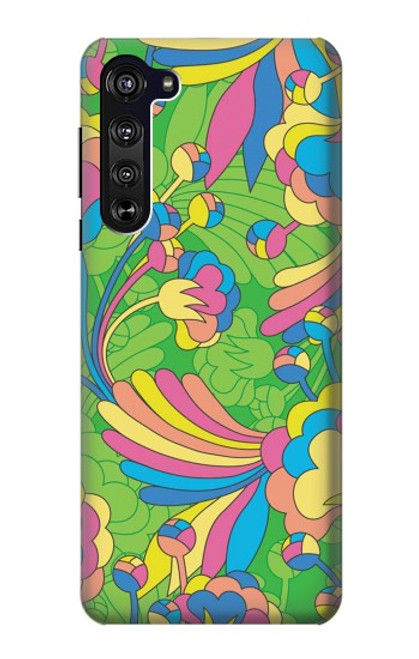 S3273 フラワーラインアートパターン Flower Line Art Pattern Motorola Edge バックケース、フリップケース・カバー