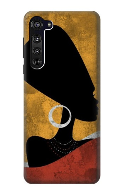 S3453 アフリカの女王ネフェルティティ African Queen Nefertiti Silhouette Motorola Edge バックケース、フリップケース・カバー