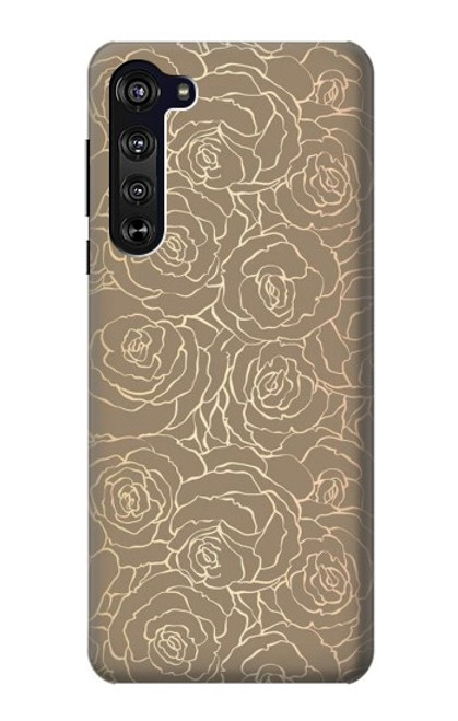 S3466 ゴールドローズ柄 Gold Rose Pattern Motorola Edge バックケース、フリップケース・カバー