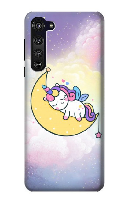 S3485 かわいい眠りユニコーン Cute Unicorn Sleep Motorola Edge バックケース、フリップケース・カバー