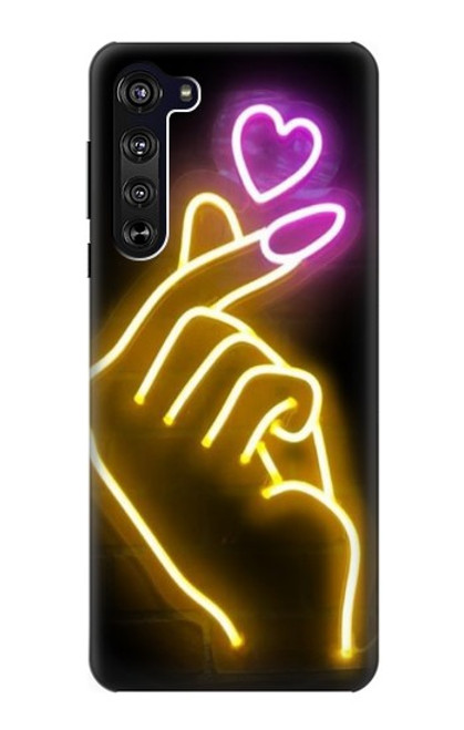 S3512 かわいいミニハート Cute Mini Heart Neon Graphic Motorola Edge バックケース、フリップケース・カバー