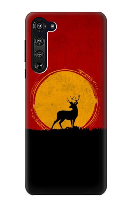 S3513 鹿の夕日 Deer Sunset Motorola Edge バックケース、フリップケース・カバー