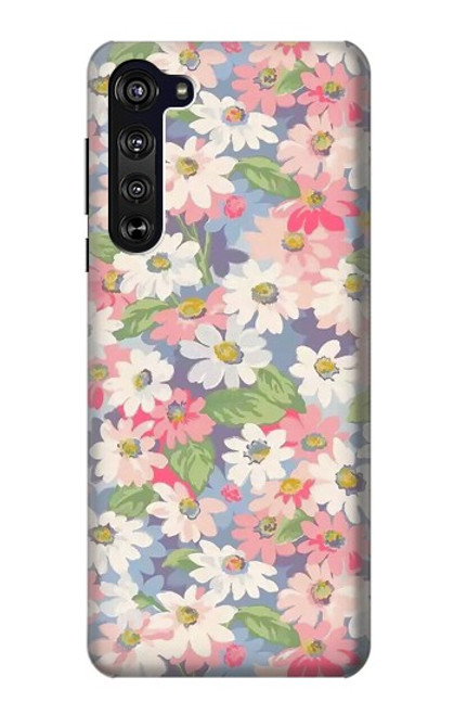 S3688 花の花のアートパターン Floral Flower Art Pattern Motorola Edge バックケース、フリップケース・カバー