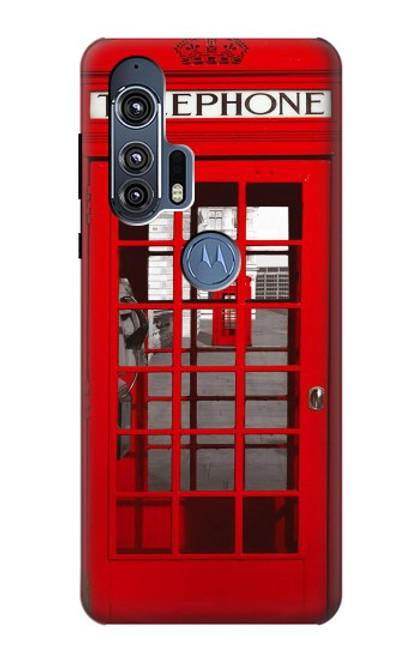 S0058 ロンドン〔イギリス〕の赤い電話ボックス Classic British Red Telephone Box Motorola Edge+ バックケース、フリップケース・カバー