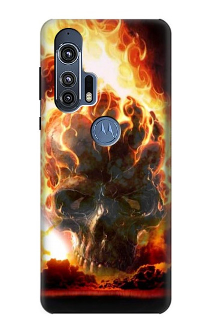 S0863 地獄火スカル Hell Fire Skull Motorola Edge+ バックケース、フリップケース・カバー
